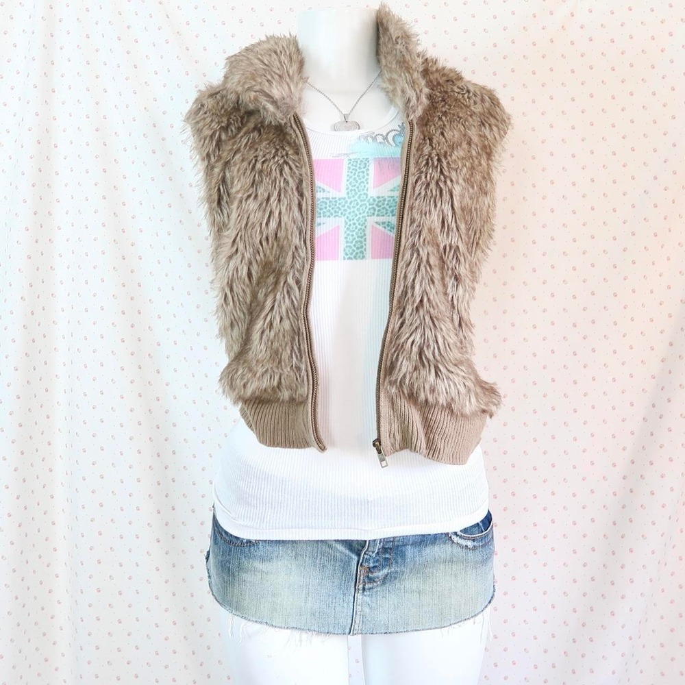 y2k arizona faux fur cropped hooded jacket coat